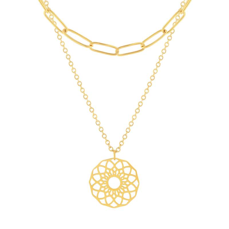 Collier acier doré 2 rangs 44 cm - vue 1
