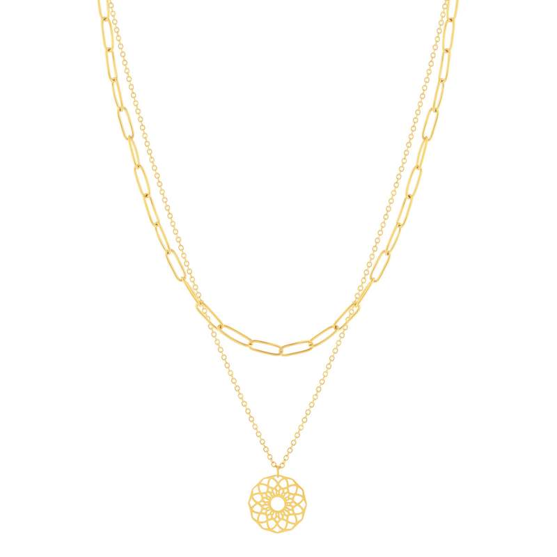 Collier acier doré 2 rangs 44 cm - vue 2