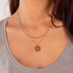 Collier acier doré 2 rangs 44 cm - vue porté 1