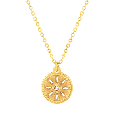 46 cm verguld stalen halsketting met strass-steentjes