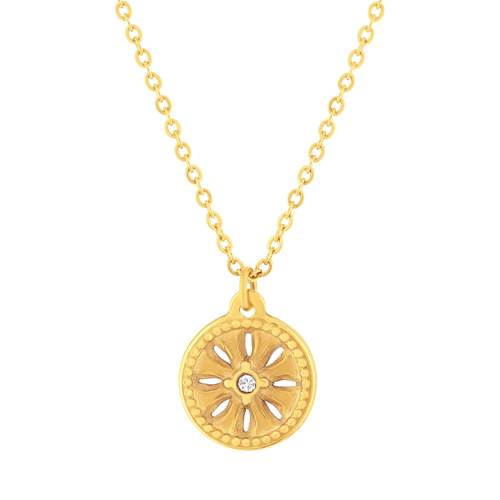Collier acier doré strass 46 cm