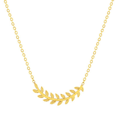 Necklace steel gilded leaves 45 cm