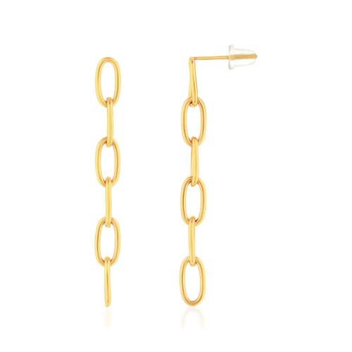 Boucles d'oreilles acier doré pendantes