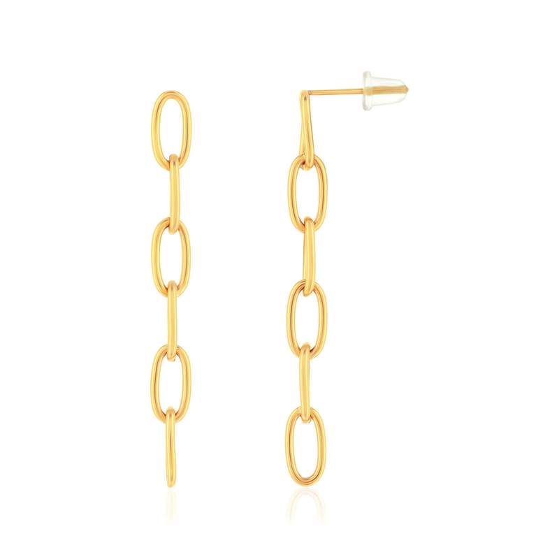 Gold-plated steel drop earrings - view 1