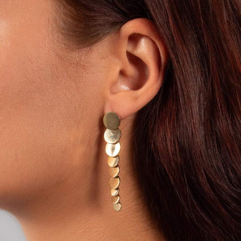 Boucles d'oreilles acier doré - vue porté 1