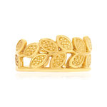 Bague acier doré ouverte feuilles - vue 3