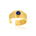 Bague acier doré ouverte lapis lazuli - vue 1