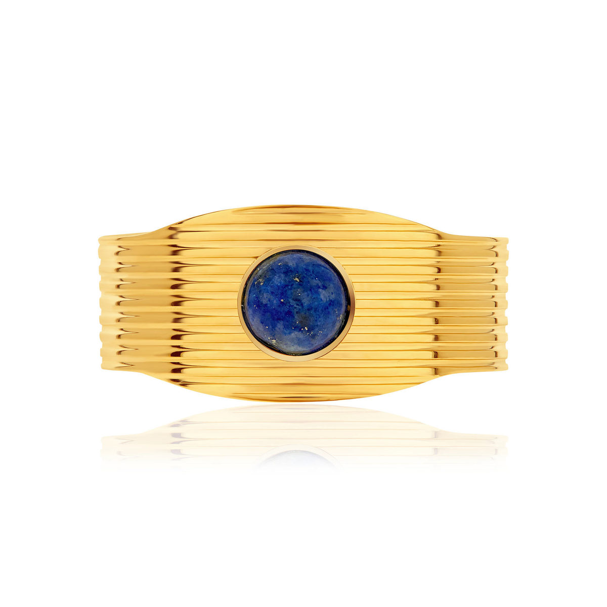 Bague acier doré ouverte lapis lazuli - vue 3