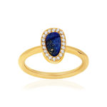 Bague acier doré lapis lazuli et zirconias - vue 1
