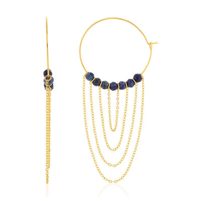 Créoles acier doré lapis lazuli - vue 1