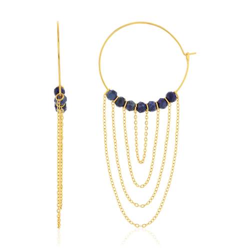 Lapis lazuli gilded steel hoop earrings