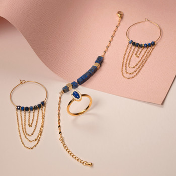 Lapis lazuli gilded steel hoop earrings
