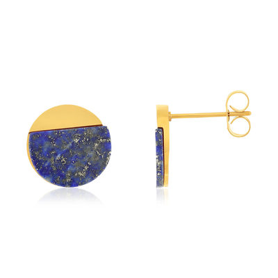 Boucles d'oreilles acier doré lapis lazuli