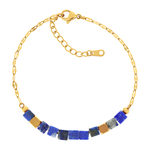 Vergulde stalen armband met lapis lazuli - afbeelding 1