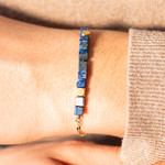 Lapis lazuli verguld stalen armband - gedragen 1 bekijken