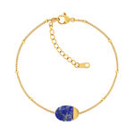 Bracelet acier doré lapis lazuli 19 cm - vue 1