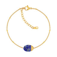 Bracelet acier doré lapis lazuli 19 cm