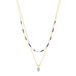 Collier acier doré 2 rangs aventurines bleues 47 cm - vue 2