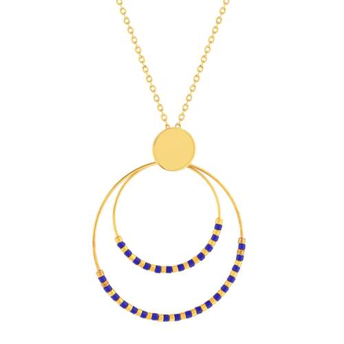 Collier acier doré lapis lazuli 45.5cm