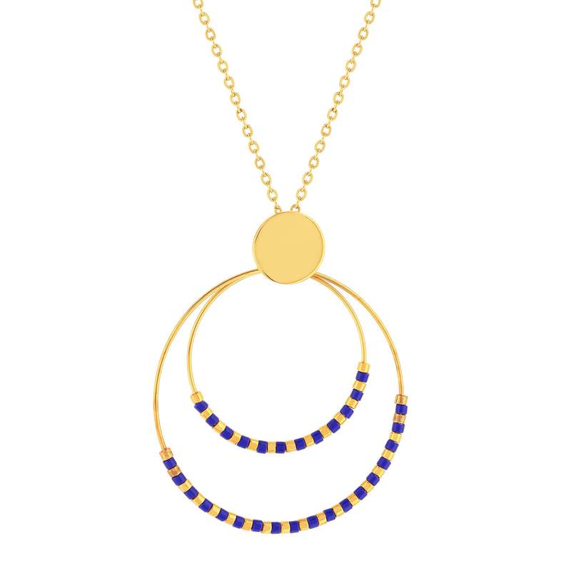 Collier acier doré lapis lazuli 45.5cm - vue 1