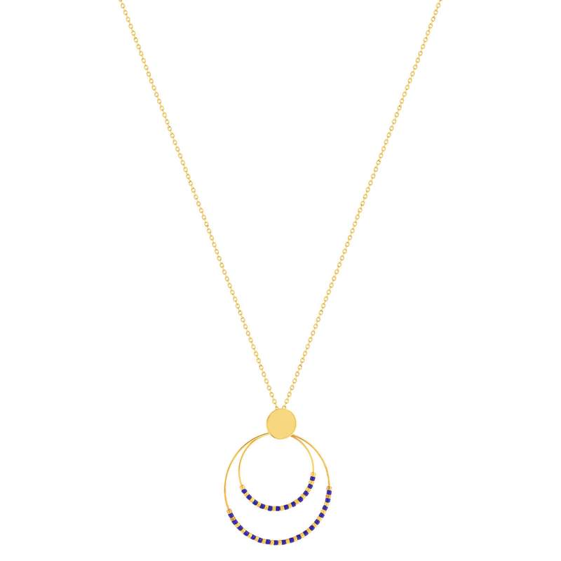 Collier acier doré lapis lazuli 45.5cm - vue 2