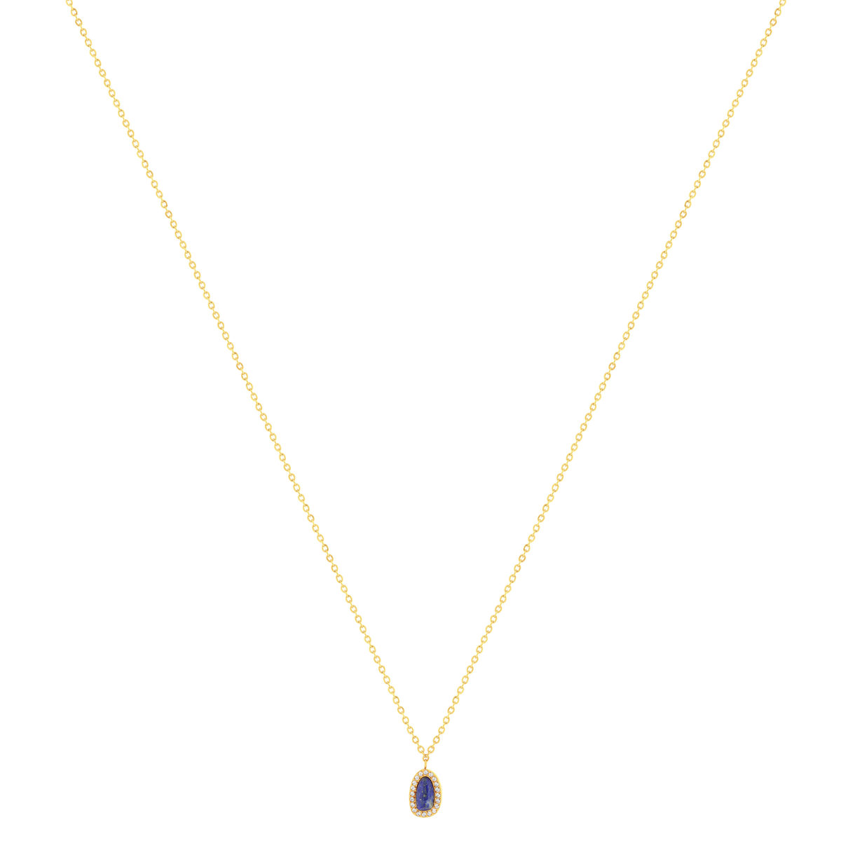 Collier acier doré lapis lazuli et zirconias 45 cm - vue 2