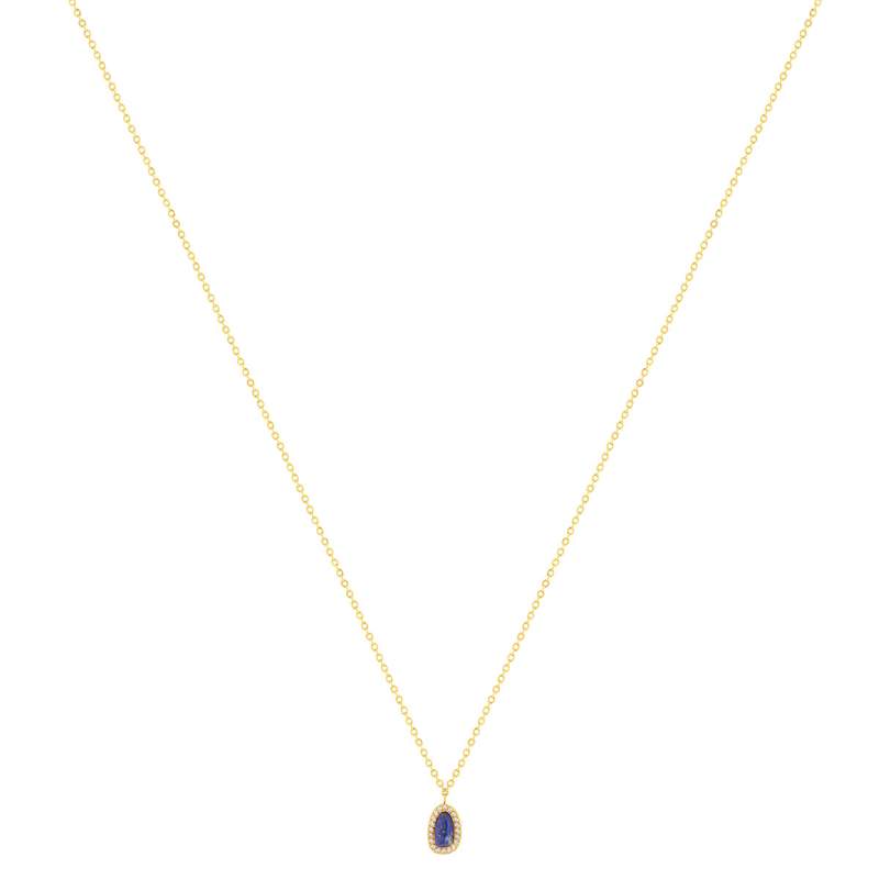Collier acier doré lapis lazuli et zirconias 45 cm - vue 2