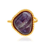 Bague acier doré ouverte améthyste - vue 3