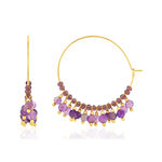 Créoles acier doré améthystes - vue 1