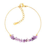 Bracelet acier doré améthystes 20 cm - vue 1