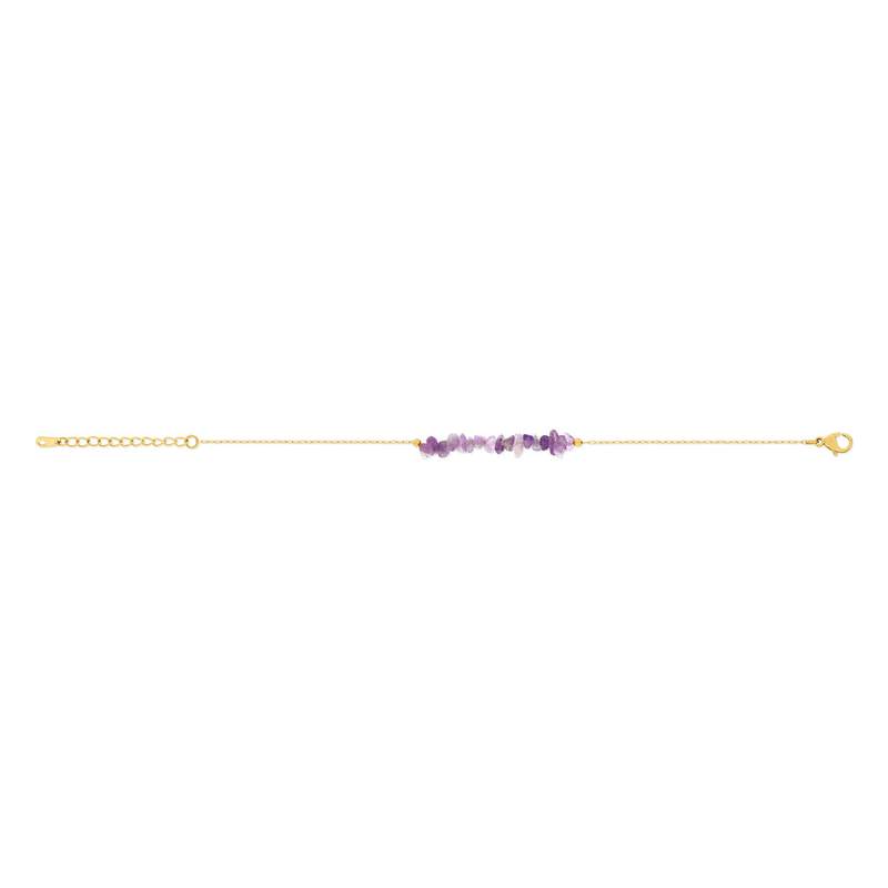 Bracelet acier doré améthystes 20 cm - vue 2