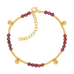 Bracelet acier doré grenats 20 cm - vue 1