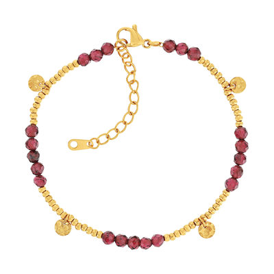 Bracelet acier doré grenats 20 cm