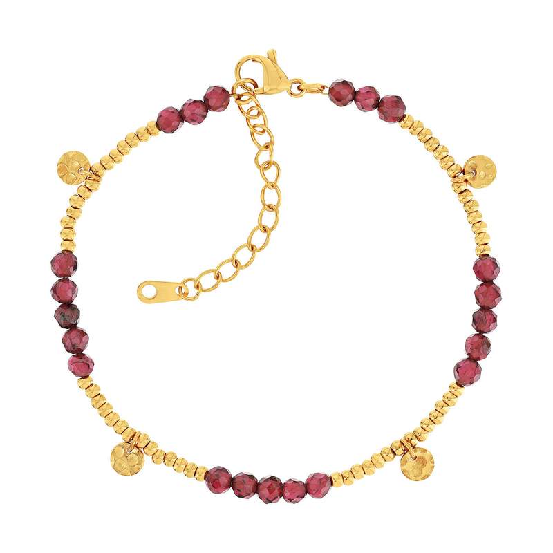 Bracelet acier doré grenats 20 cm - vue 1