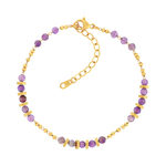 Bracelet acier doré améthystes 20 cm - vue 1
