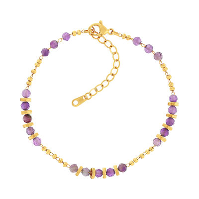Gold-plated steel bracelet with amethysts 20 cm