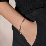 Bracelet acier doré améthystes 20 cm - vue porté 2