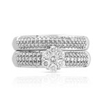 Duo alliance demi-tour et solitaire or 750 blanc diamants - vue 3