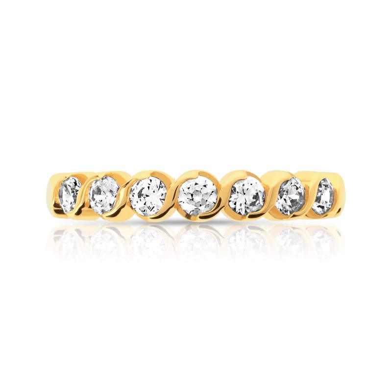 Alliance or 750 jaune demi-tour diamants - vue 3