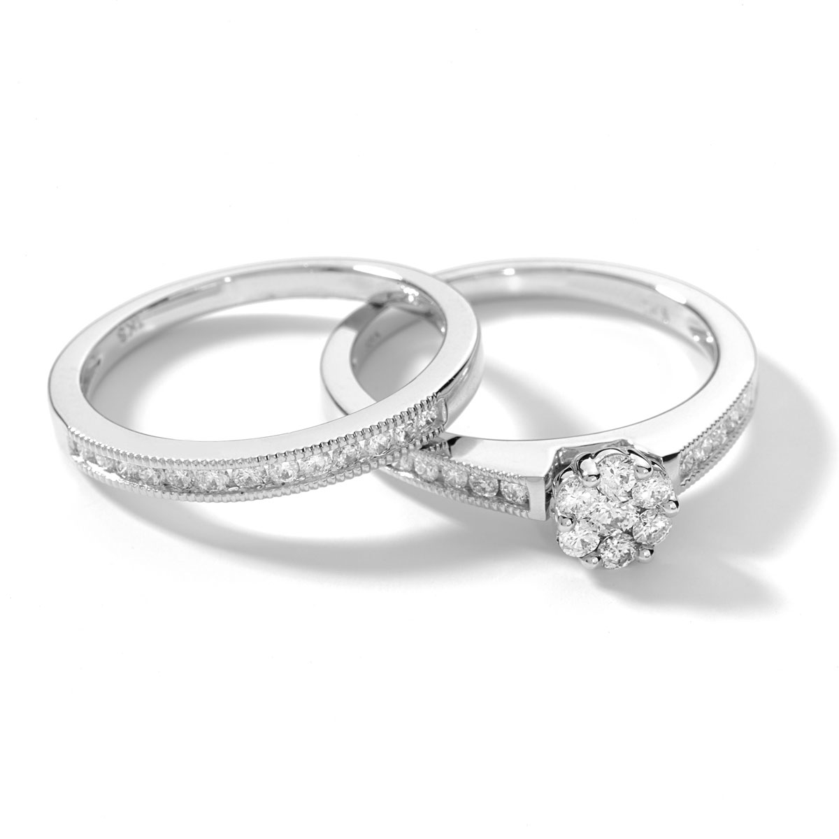  Bague  et alliance demi tour or 750 blanc  diamant Femme 