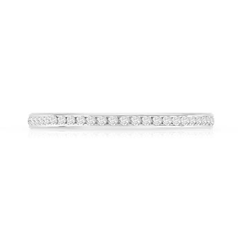 Alliantie ring van 750 witgoud met halve draai, diamanten 0,15 ct, 1,8 mm
