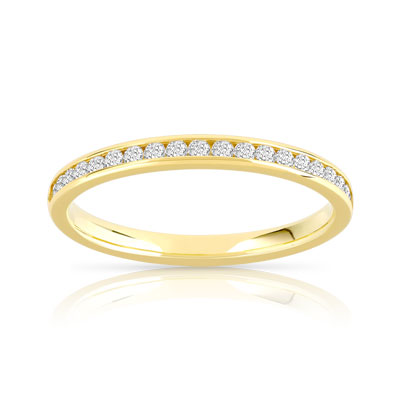 Alliance or 750 jaune demi-tour diamants 0.25 ct 2.1 mm