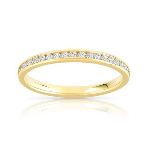 Alliance or 750 jaune demi-tour diamants 0.25 ct 2.1 mm