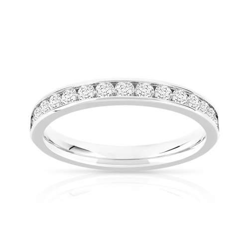 Alliance or 750 blanc demi-tour diamants