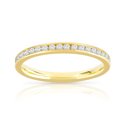 Alliance or 750 jaune tour complet diamants 0.50 ct 2.1mm
