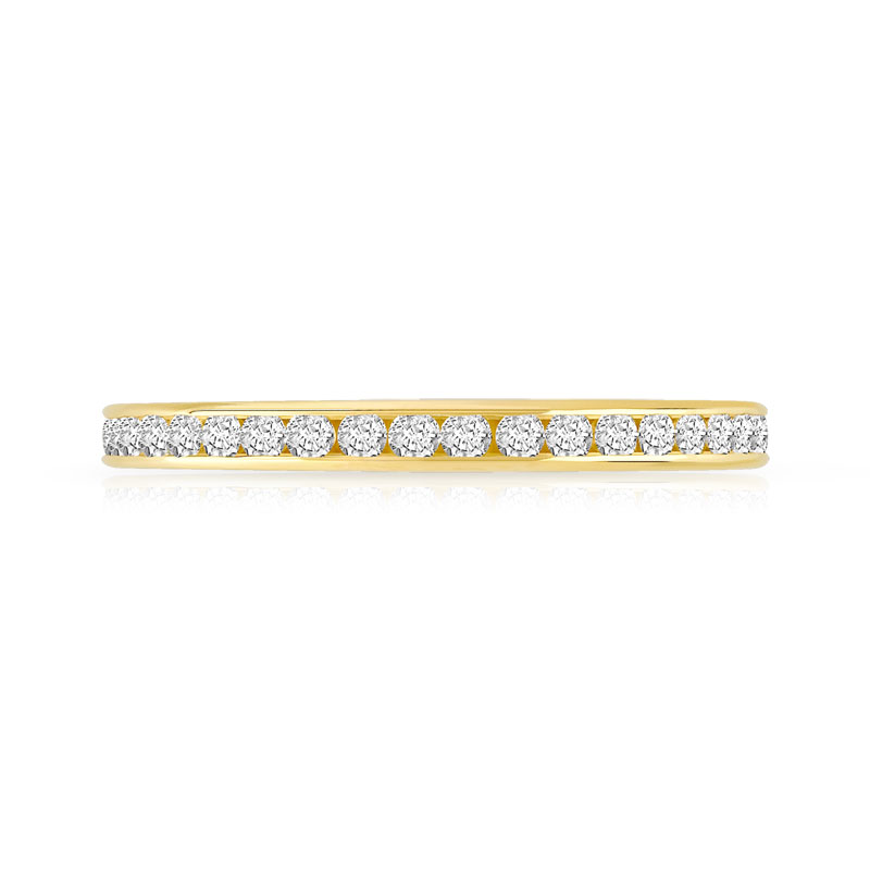 750 yellow gold wedding band set with diamonds, 0.50 ct, 2.1 mm - view 3
