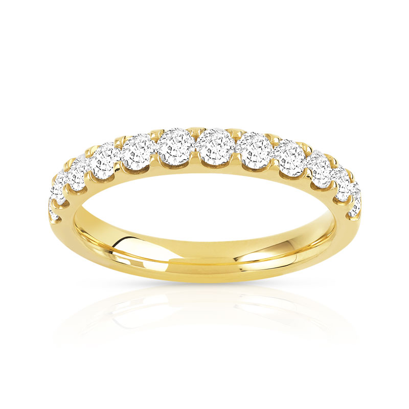 750 yellow gold half-turn wedding band with 0.75 ct diamond, 3 mm