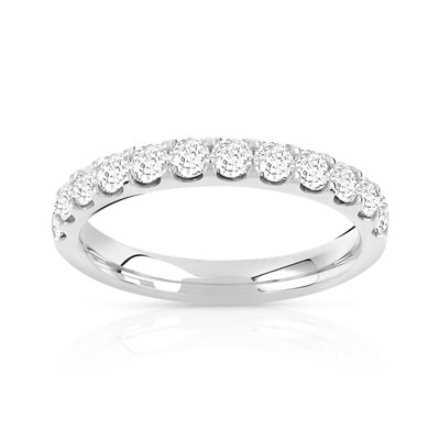 Alliance demi-tour or 750 blanc diamant - vue 1