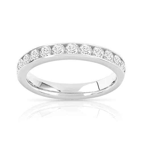 Alliance demi-tour or 750 blanc diamant