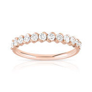 Alliance or 750 rose demi-tour diamants 0.50 ct 3.4 mm